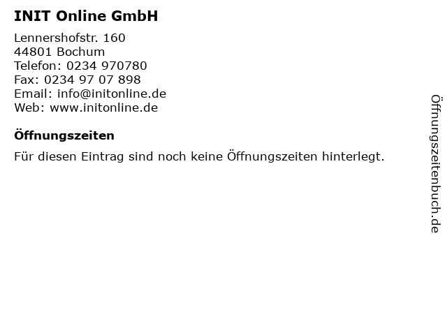 INIT Online GmbH in Bochum: Adresse und Öffnungszeiten