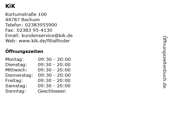 KiK in Bochum: Adresse und Öffnungszeiten