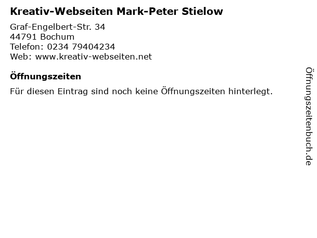 Kreativ-Webseiten Mark-Peter Stielow in Bochum: Adresse und Öffnungszeiten