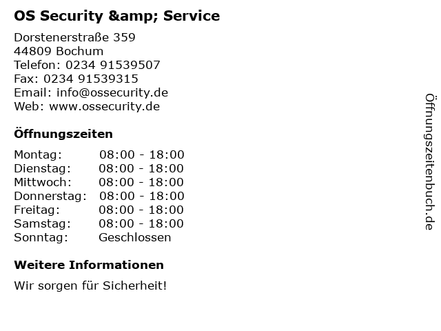 OS Security & Service in Bochum: Adresse und Öffnungszeiten