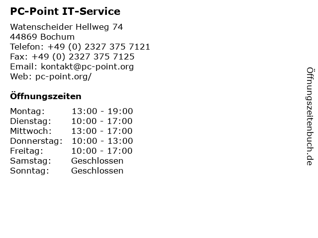 PC-Point IT-Service in Bochum: Adresse und Öffnungszeiten