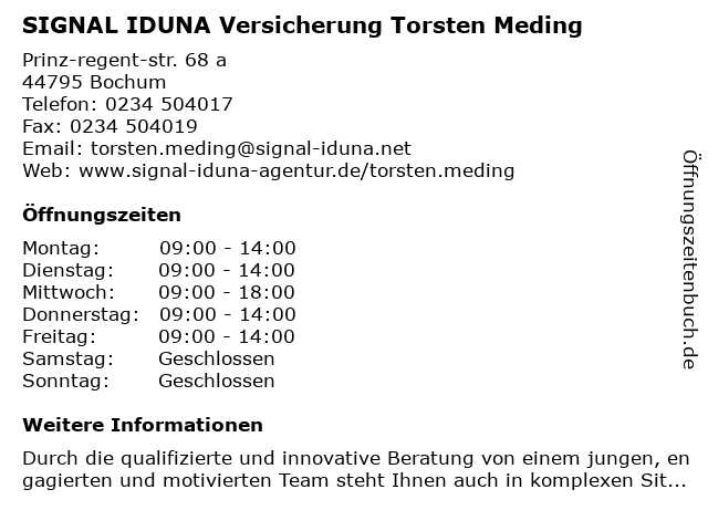 SIGNAL IDUNA Versicherung Torsten Meding in Bochum: Adresse und Öffnungszeiten