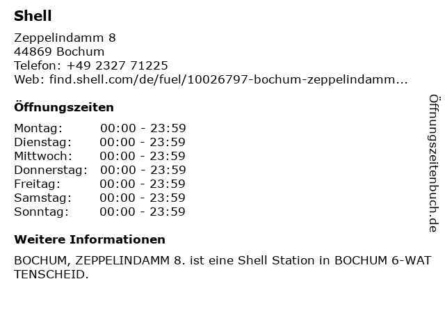 ᐅ Offnungszeiten Shell Tankstelle Zeppelindamm 8 In Bochum