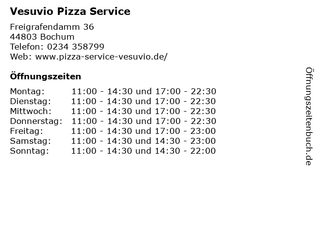 Vesuvio Pizza Service in Bochum: Adresse und Öffnungszeiten