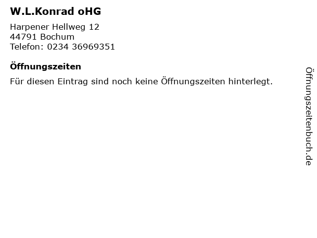 W.L.Konrad oHG in Bochum: Adresse und Öffnungszeiten