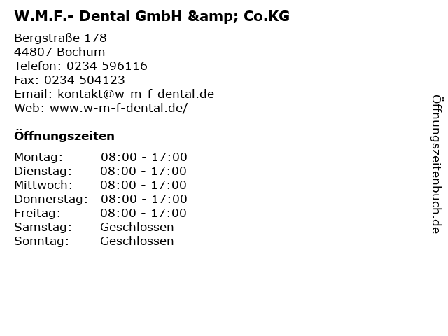 W.M.F.- Dental GmbH & Co.KG in Bochum: Adresse und Öffnungszeiten