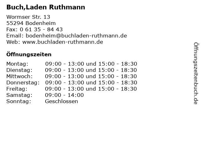 Buch,Laden Ruthmann in Bodenheim: Adresse und Öffnungszeiten