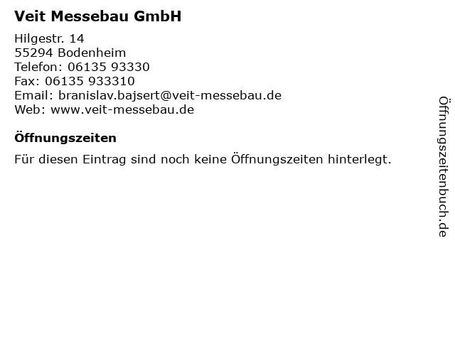 Veit Messebau GmbH in Bodenheim: Adresse und Öffnungszeiten