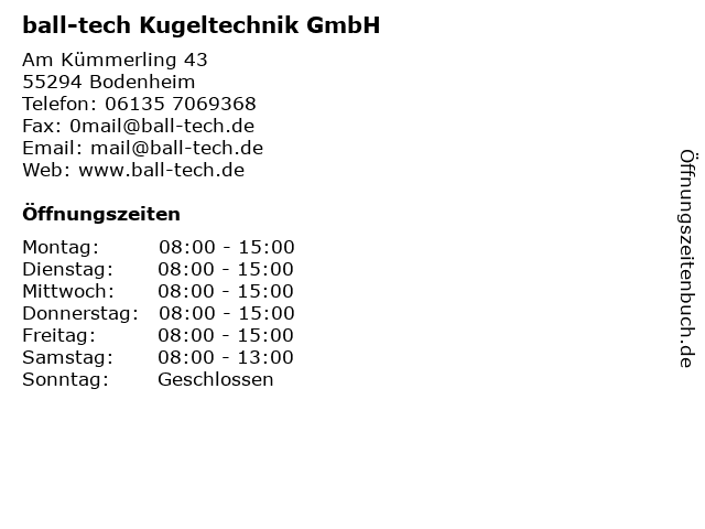 ball-tech Kugeltechnik GmbH in Bodenheim: Adresse und Öffnungszeiten