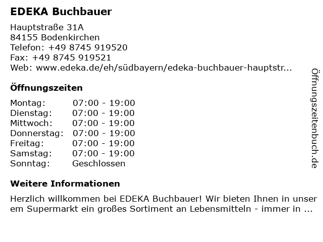 EDEKA Buchbauer in Bodenkirchen: Adresse und Öffnungszeiten