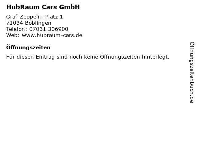 HubRaum Cars GmbH in Böblingen: Adresse und Öffnungszeiten