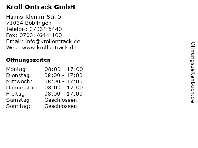 Kroll Ontrack GmbH in Böblingen: Adresse und Öffnungszeiten