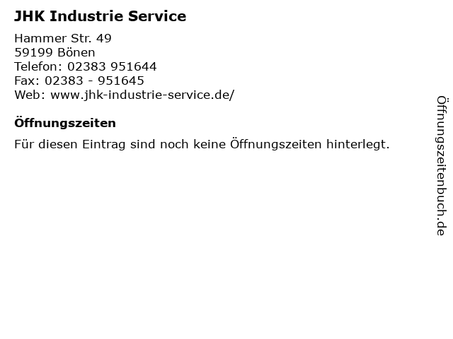 JHK Industrie Service in Bönen: Adresse und Öffnungszeiten
