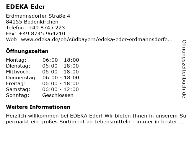 EDEKA Eder in Bonbruck: Adresse und Öffnungszeiten