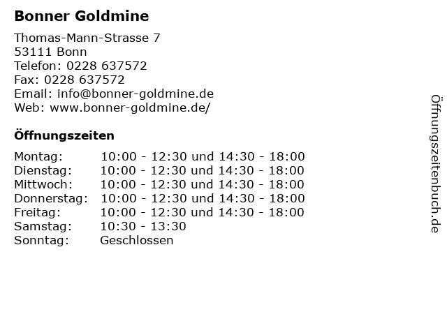 Bonner Goldmine in Bonn: Adresse und Öffnungszeiten