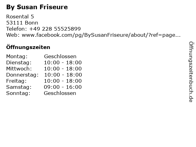 By Susan Friseure in Bonn: Adresse und Öffnungszeiten