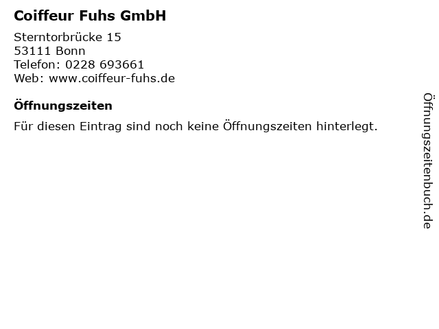 Coiffeur Fuhs GmbH in Bonn: Adresse und Öffnungszeiten