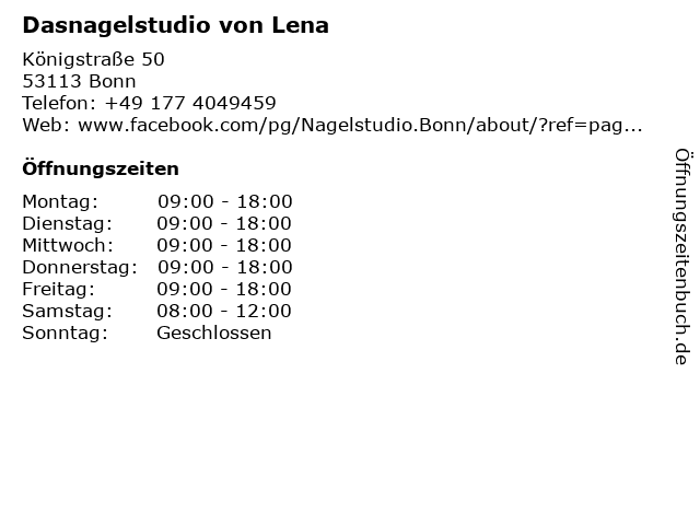 Dasnagelstudio von Lena in Bonn: Adresse und Öffnungszeiten