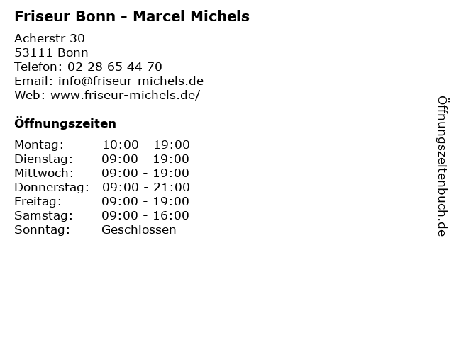 Friseur Bonn - Marcel Michels in Bonn: Adresse und Öffnungszeiten