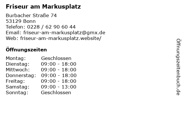 Friseur am Markusplatz in Bonn: Adresse und Öffnungszeiten