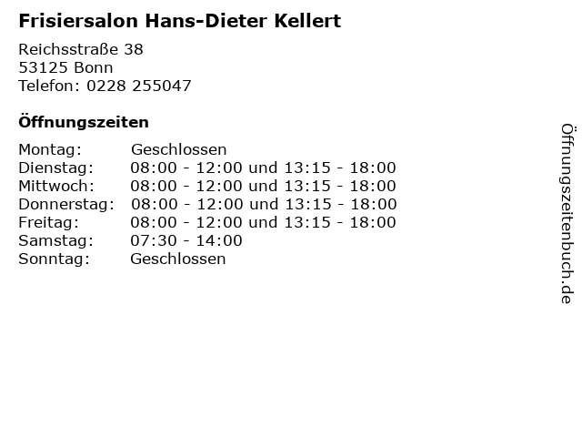 Frisiersalon Hans-Dieter Kellert in Bonn: Adresse und Öffnungszeiten