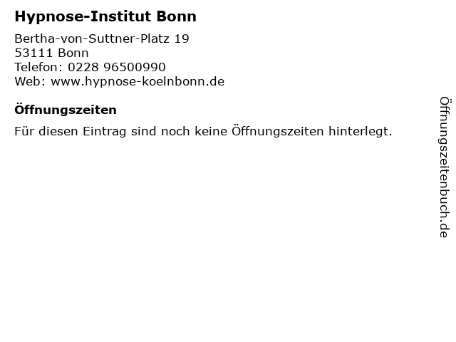 Hypnose-Institut Bonn in Bonn: Adresse und Öffnungszeiten