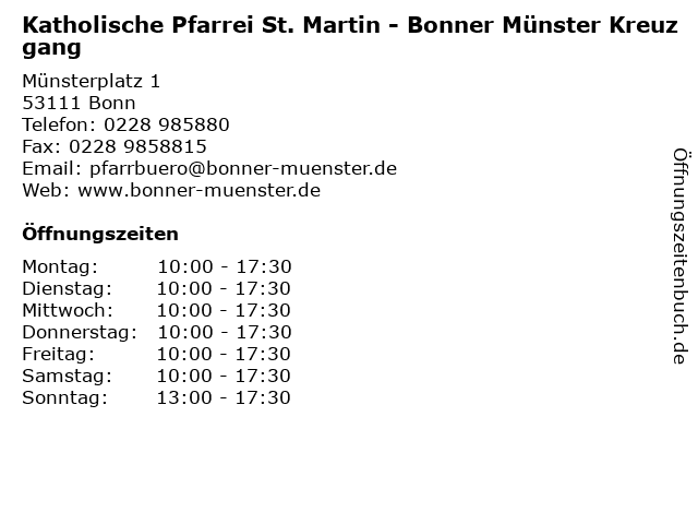 Katholische Pfarrei St. Martin - Bonner Münster Kreuzgang in Bonn: Adresse und Öffnungszeiten
