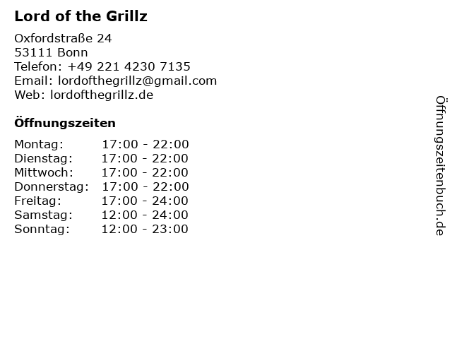 Lord of the Grillz in Bonn: Adresse und Öffnungszeiten
