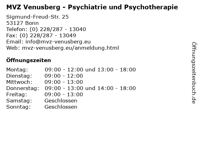 MVZ Venusberg - Psychiatrie und Psychotherapie in Bonn: Adresse und Öffnungszeiten
