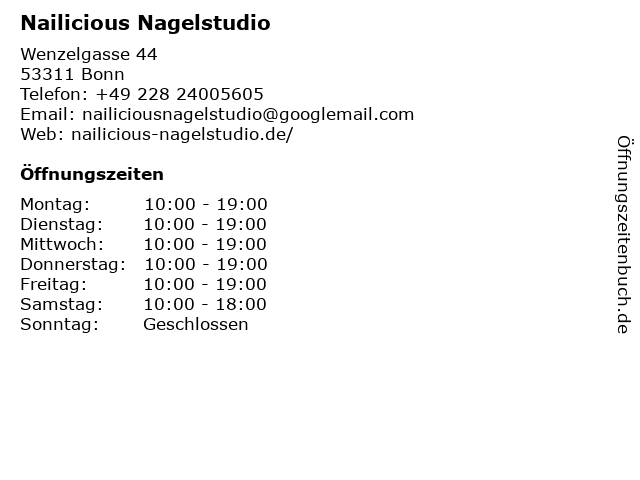 Nailicious Nagelstudio in Bonn: Adresse und Öffnungszeiten