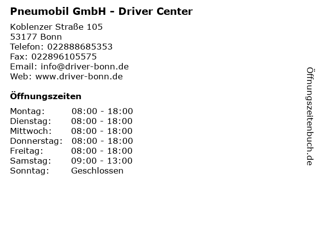 Pneumobil GmbH - Driver Center in Bonn: Adresse und Öffnungszeiten