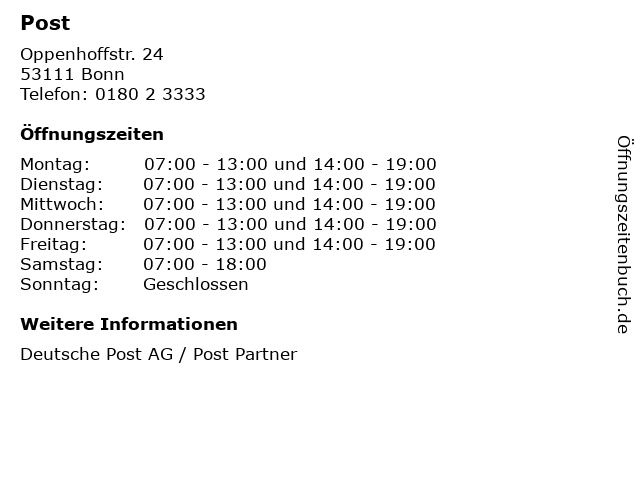 Post in Bonn: Adresse und Öffnungszeiten