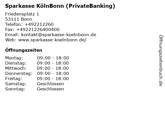 Á Offnungszeiten Sparkasse Kolnbonn Friedensplatz 1 In Bonn
