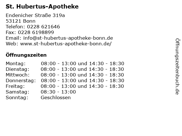 St. Hubertus-Apotheke in Bonn: Adresse und Öffnungszeiten