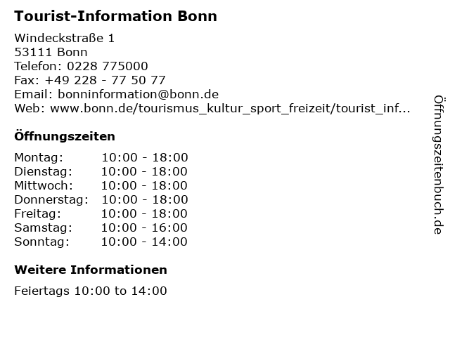 Tourist-Information Bonn in Bonn: Adresse und Öffnungszeiten