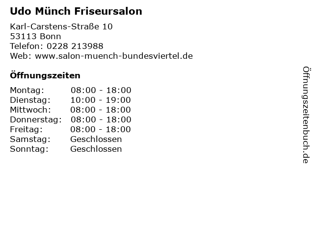 Udo Münch Friseursalon in Bonn: Adresse und Öffnungszeiten