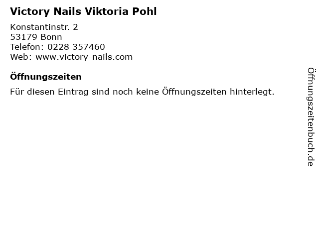 Victory Nails Viktoria Pohl in Bonn: Adresse und Öffnungszeiten