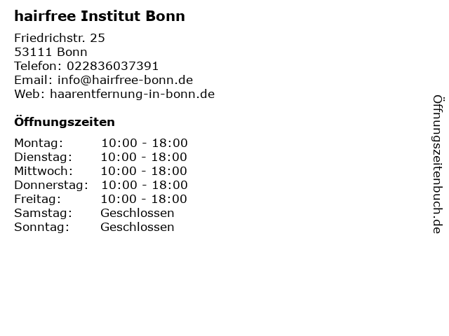 hairfree Institut Bonn in Bonn: Adresse und Öffnungszeiten