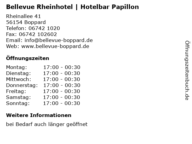 Bellevue Rheinhotel | Hotelbar Papillon in Boppard: Adresse und Öffnungszeiten