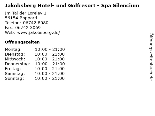 Jakobsberg Hotel- und Golfresort - Spa Silencium in Boppard: Adresse und Öffnungszeiten