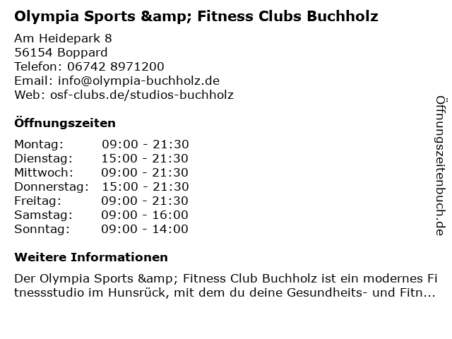 Olympia Sports & Fitness Clubs Buchholz in Boppard: Adresse und Öffnungszeiten