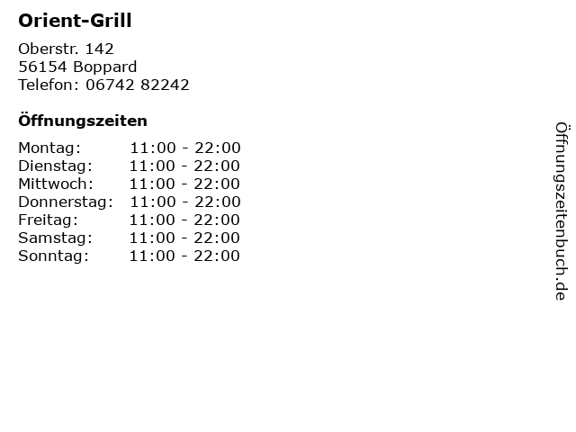 Orient-Grill in Boppard: Adresse und Öffnungszeiten