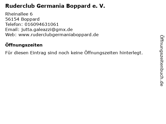 Ruderclub Germania Boppard e. V. in Boppard: Adresse und Öffnungszeiten