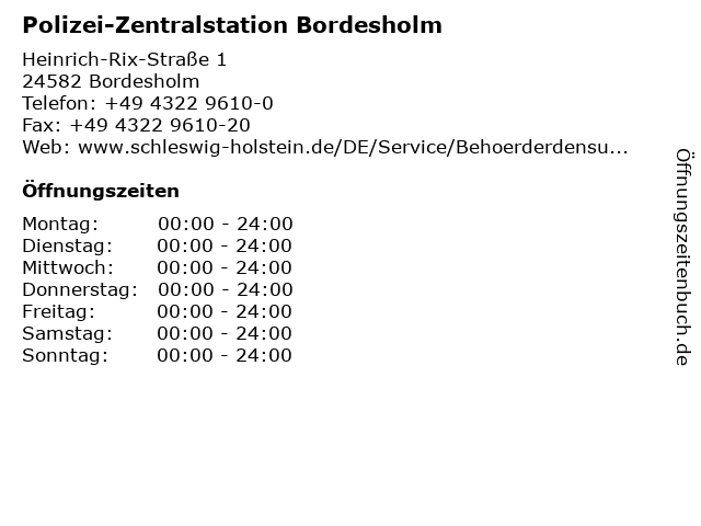 Polizei-Zentralstation Bordesholm in Bordesholm: Adresse und Öffnungszeiten