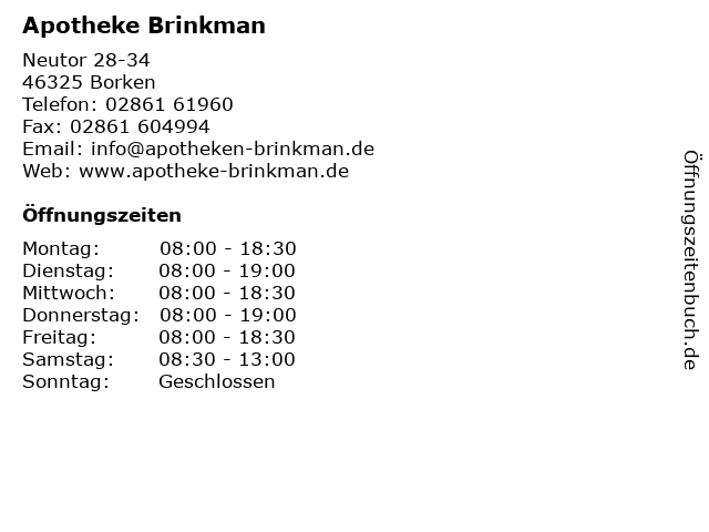 Apotheke Brinkman in Borken: Adresse und Öffnungszeiten