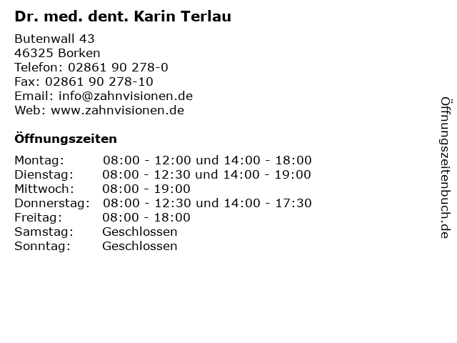 Dr. med. dent. Karin Terlau in Borken: Adresse und Öffnungszeiten