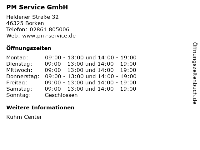 PM Service GmbH in Borken: Adresse und Öffnungszeiten