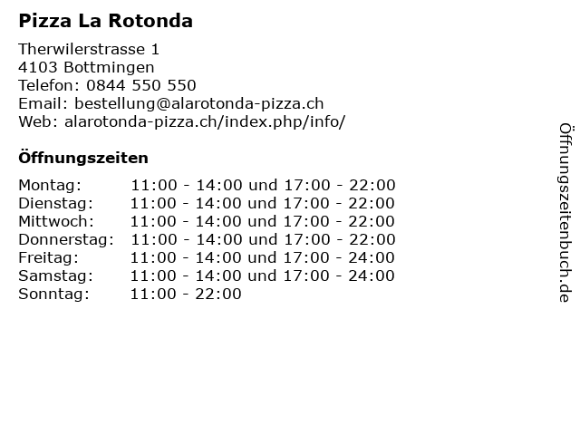 Pizza La Rotonda in Bottmingen: Adresse und Öffnungszeiten