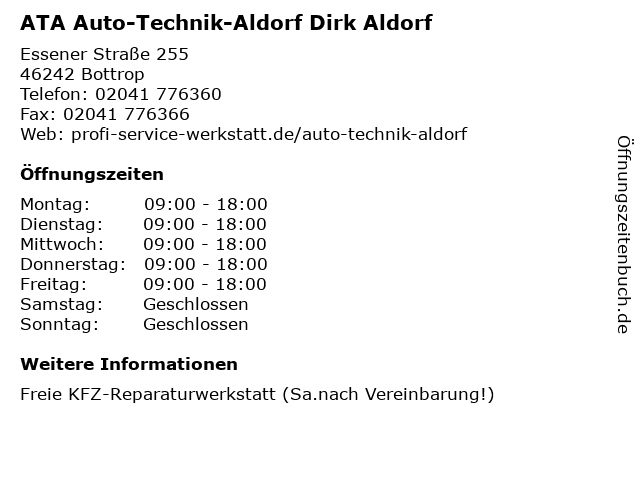 ATA Auto-Technik-Aldorf Dirk Aldorf in Bottrop: Adresse und Öffnungszeiten