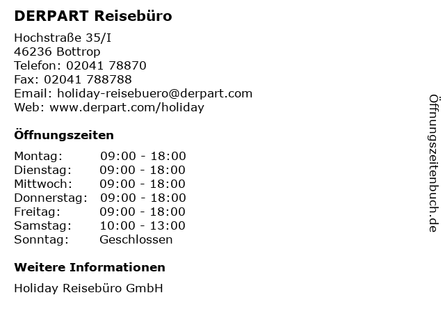 ᐅ Offnungszeiten Derpart Reiseburo Hochstrasse 35 I In Bottrop